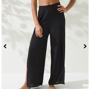 Soma Swim Black Wrap Tie Palazzo Pants Womens Large Coastal Modern Summer